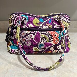 Vera Bradley Pleated Plum Crazy Tote Bag Lots Of Pockets